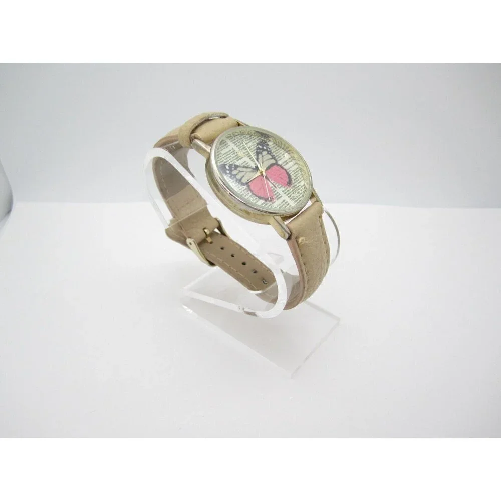 Women Charming Charlie Butterfly Quartz WR Analog 38mm Causal Round Watch (F624)